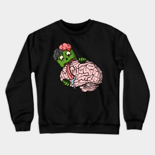 Zombie Eating Brains Funny Halloween Horror Scary Movie Lover Crewneck Sweatshirt